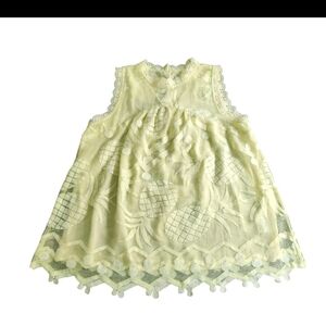 Maeve by Anthropologies Yellow Lace Pineapple Sleeveless Top Blouse Size 2